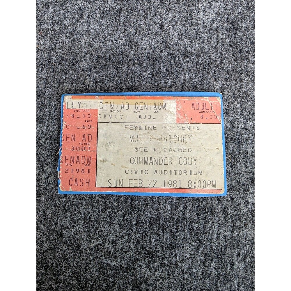 1981 Molly Hatchet Commander Cody Concert Ticket Civic Auditorium